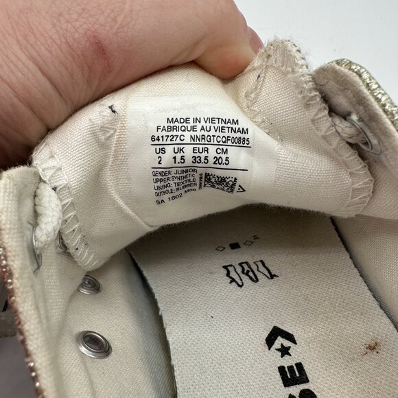 Converse Chuck Taylor All Star Low-Top Sneakers Gold Glitter Girls 2 - Picture 7 of 7